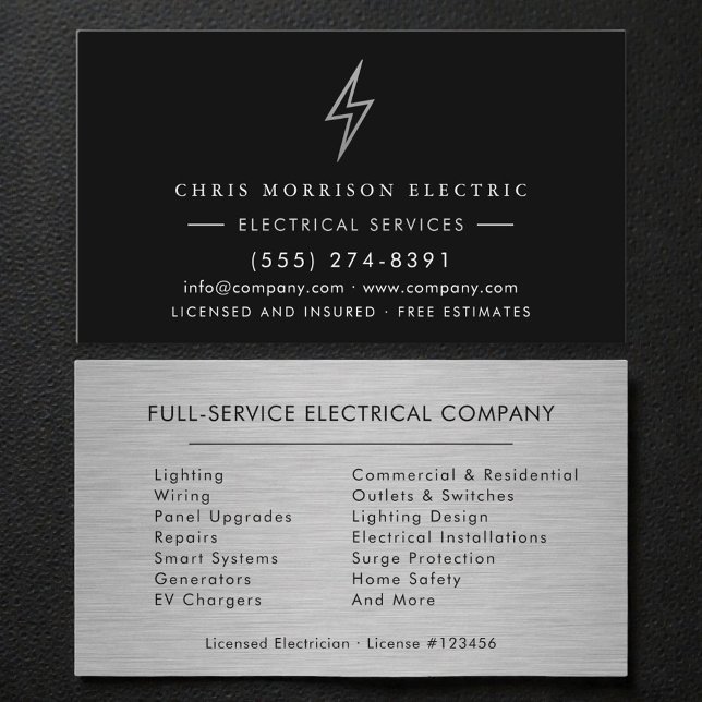 Carte De Visite Services Électriques Électricien Métal Argenté (Créateur téléchargé)
