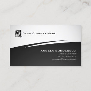 Carte De Visite Services financiers comptables Abstrait Black Zig 