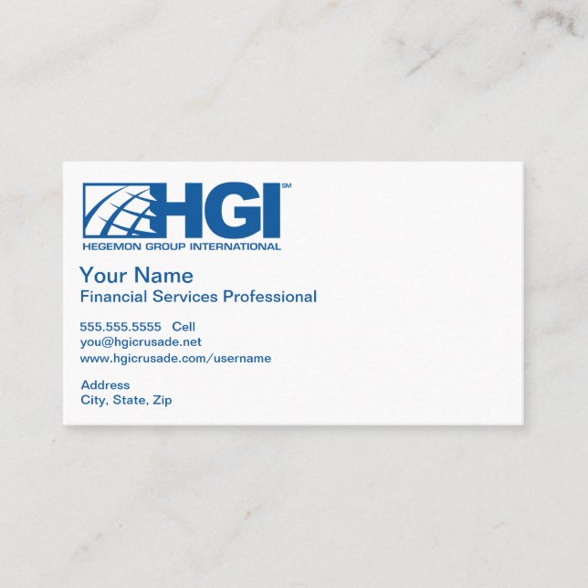 Carte De Visite Services financiers de HGI professionnels (Devant)