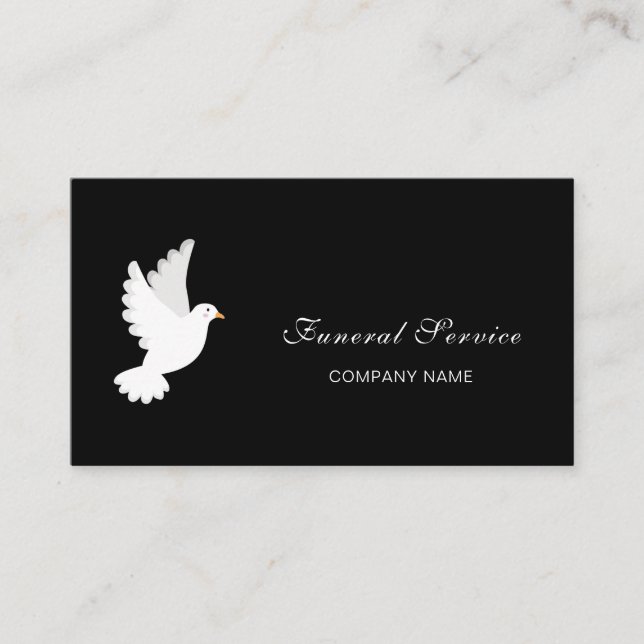 Carte De Visite Services funéraires domestiques noir blanc colombe (Devant)