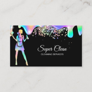 Carte De Visite Services holographiques de nettoyage des domestiqu