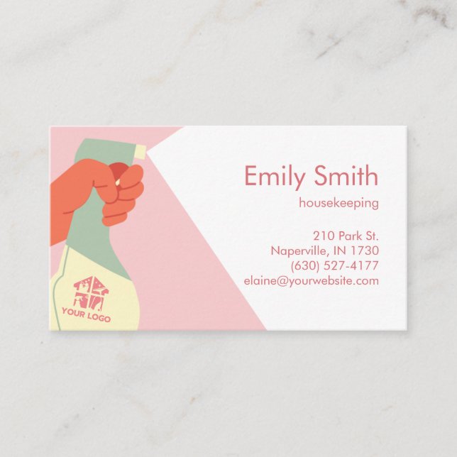 Carte De Visite Services ménagers Spray nettoyant à la main code Q (Devant)