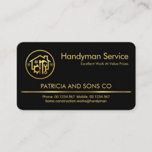 Carte De Visite Services minimalistes de construction Gold Line
