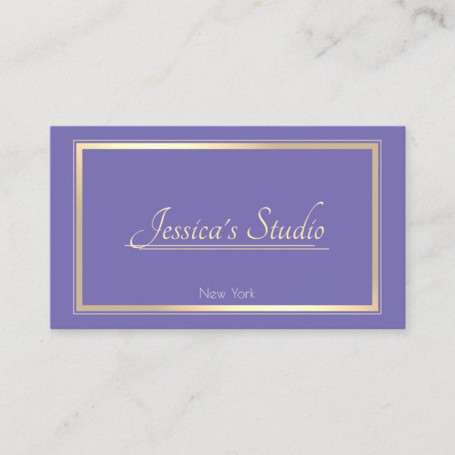 Carte De Visite Services personnalisés de cadre Or Elegant Bleu Pé (Devant)