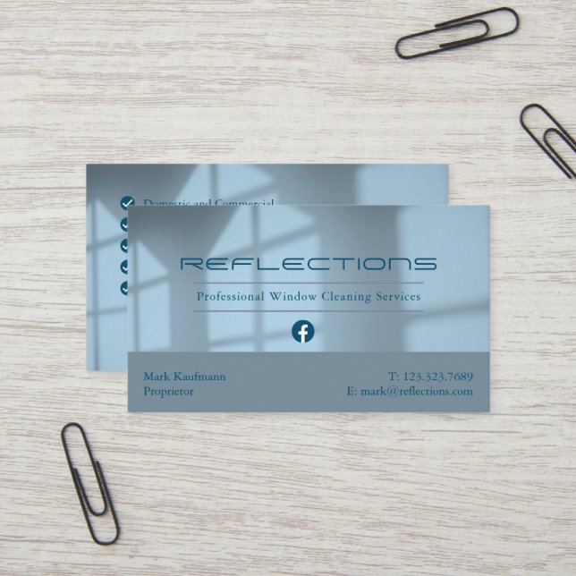 Carte De Visite Services professionnels de nettoyage de fenêtres v (Devant/Arrière en situation)