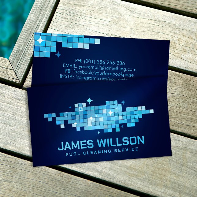 Carte De Visite Services professionnels de nettoyage de piscine (Créateur téléchargé)