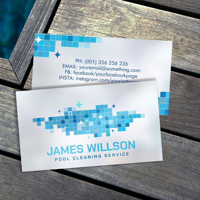 Carte De Visite Services professionnels de nettoyage de piscine (Créateur téléchargé)