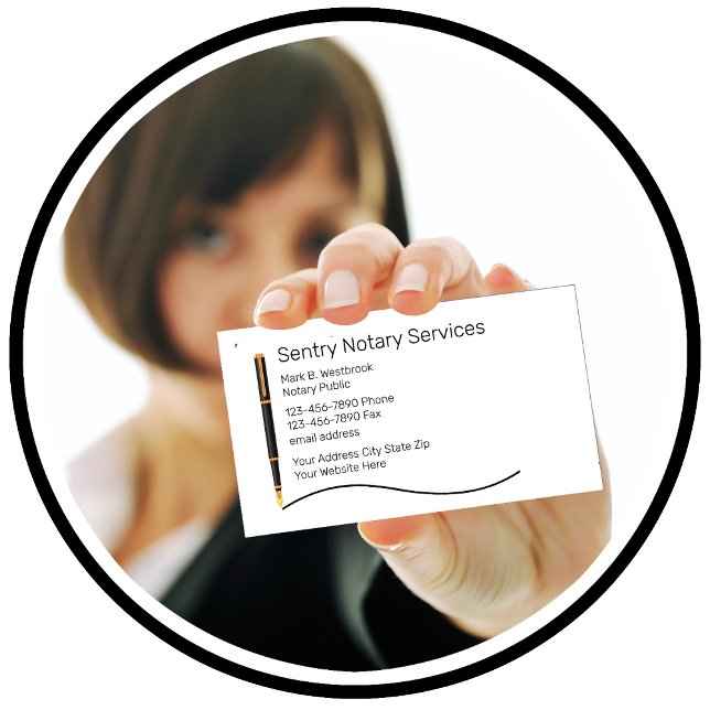Carte De Visite Services publics notaires classiques (Classy Notary Pen Business Cards by CustomBusinessTemplates)