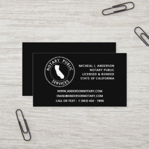 Carte De Visite Services publics notaires de Californie
