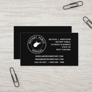 Carte De Visite Services publics notaires de Virginie-Occidentale