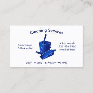 Carte De Visite Services simples de nettoyage de maison Bleu