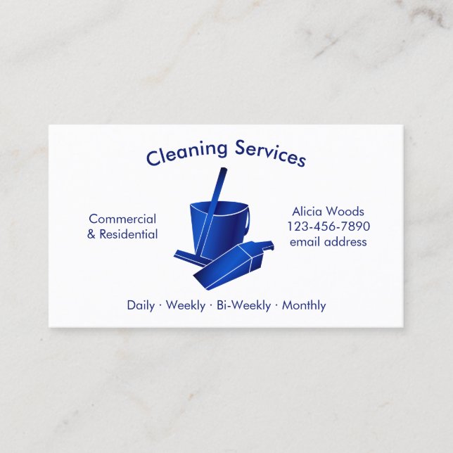Carte De Visite Services simples de nettoyage de maison Bleu (Devant)