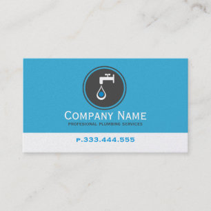 Carte De Visite Services simples de plomberie bleu blanc et gris