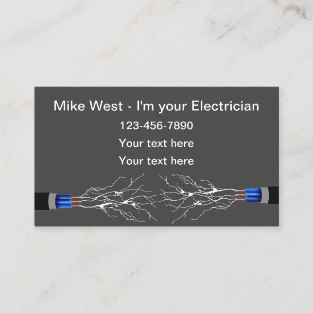 Carte De Visite Services simples d'électricien (Devant)