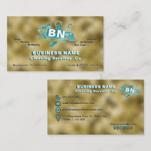 Carte De Visite Services turquoises de nettoyage de logo Élégant p