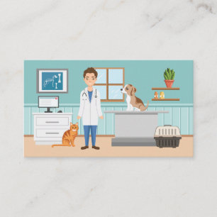 Carte De Visite Services Vétérinaires Homme Vétérinaire et Cliniqu