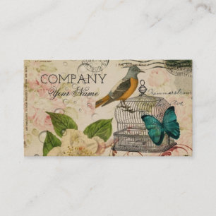 Carte De Visite s'est levé chic minable d'oiseau français