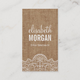 Carte De Visite Shabby Burlap avec dentelle élégante - Rétro Rusti