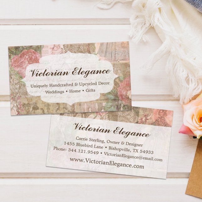 Carte De Visite Shabby Chic Victorian Dames Fashion Craft Rose (Créateur téléchargé)