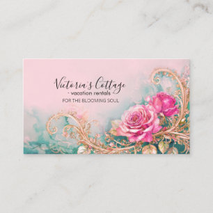 Carte De Visite Shabby & Chic Vintage Rose Floral Bus personnalisé
