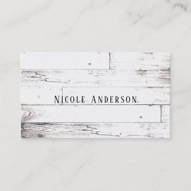Carte De Visite Shabby Chic White Wood Rustic Farmhouse (Devant)