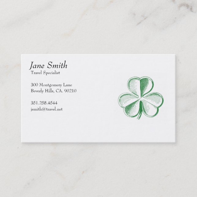 Carte De Visite Shamrock chanceux vintage (Devant)