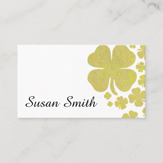 Carte De Visite Shamrock d'or de trèfle (Devant)