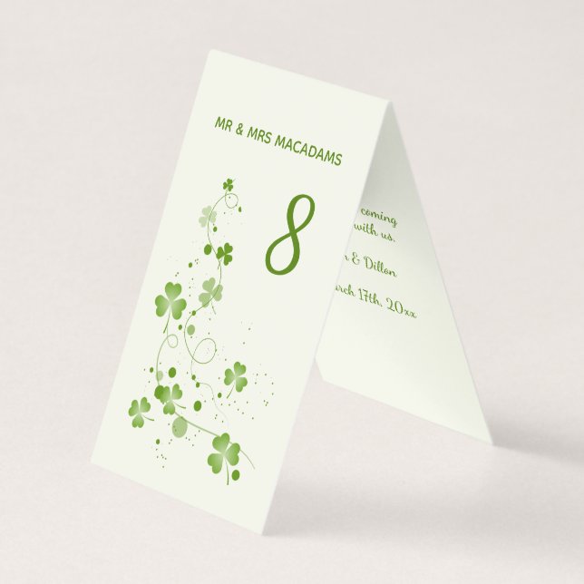Carte De Visite Shamrock tourbillonnant irlandais Numéro de table (Devant)
