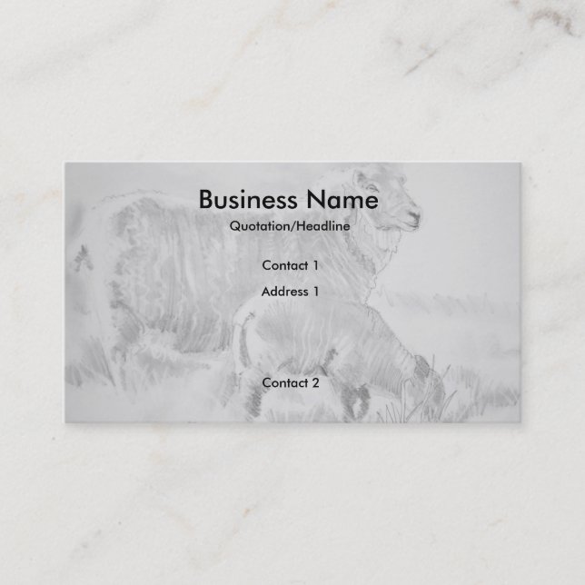Carte De Visite Sheep Lamb Pencil Drawing Business Cards (Devant)