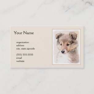 Carte De Visite Shetland Sheepdog Puppy Peinture Chien original ar