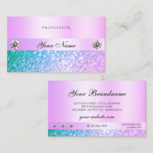 Carte De Visite Shimmery rose clair Parties scintillant Turquoise 