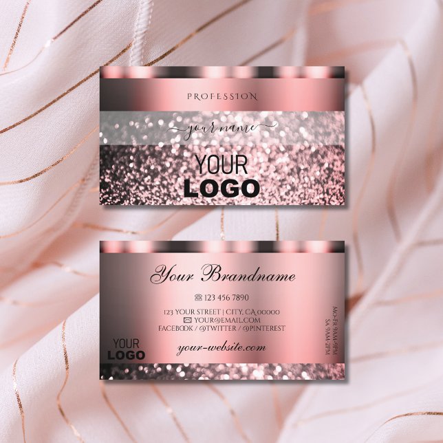 Carte De Visite Shimmery Rose Rose Sparkling Faux Parties scintill (Créateur téléchargé)
