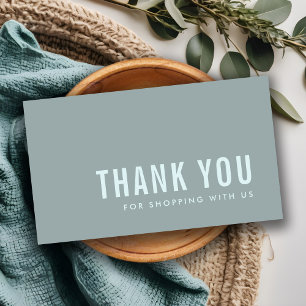 CARTE DE VISITE SHOPPING MINIMAL SIMPLE GRAY BLUE MERCI LOGO
