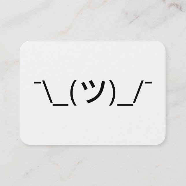 Carte De Visite Shrug Emoticon —\_(ツ)_/ Afficher le Kaomoji japona (Dos)