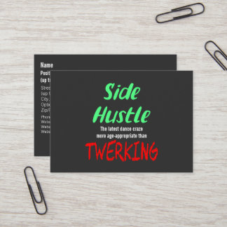 Carte De Visite Side Hustle vs Twerking Neon Green Text