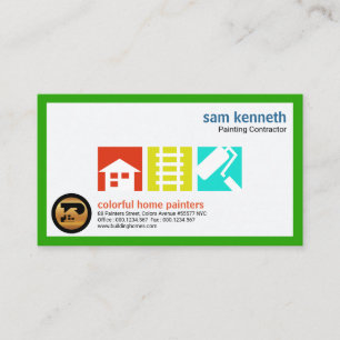 Carte De Visite Signage vert clair de logo de peintres de