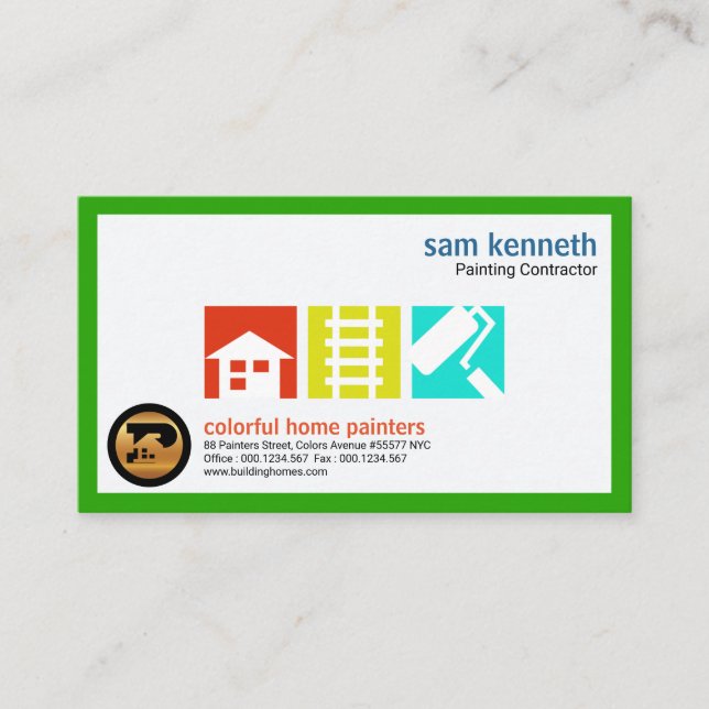 Carte De Visite Signage vert clair de logo de peintres de (Devant)