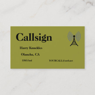 Carte De Visite Signal d'appel radio amateur vert olive