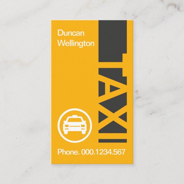 Carte De Visite Signal TAXI vertical créatif Pilote de cabine jaun (Devant)