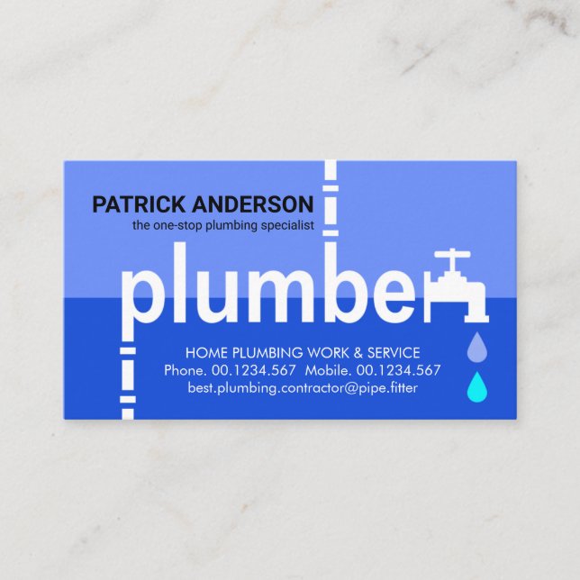 Carte De Visite Signalisation Creative Plumber Faucet Eaux flottan (Devant)