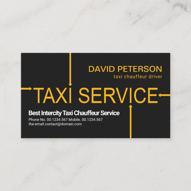Carte De Visite Signalisation de flèche du service de taxi Pilote  (Devant)