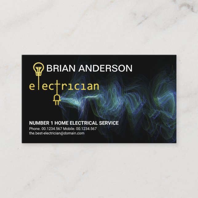 Carte De Visite Signalisation de l'électricien d'or Charge électri (Devant)