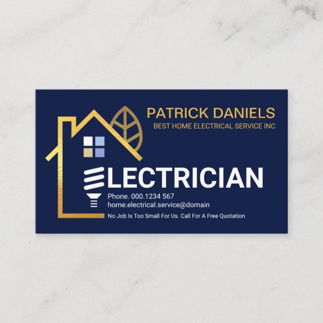 Carte De Visite Signalisation Electricien Creative Gold Home (Devant)