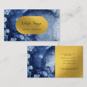 Carte De Visite Signature Blue Gold Foil Sea Crystals