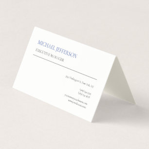 Carte De Visite Signature Crème Moderne Élégant Bleu Simple Blanc