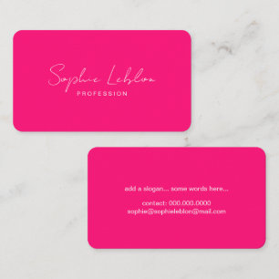 Carte De Visite Signature de calligraphie mince minimaliste rose s