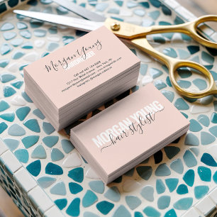 Carte De Visite signature de script moderne blush rose cheveux sty