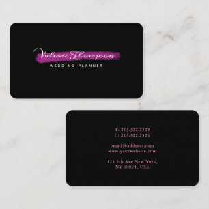 Carte De Visite Signature de trait de pinceau rose élégant