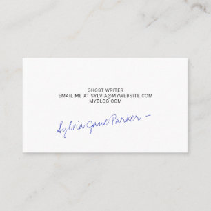 Carte De Visite Signature manuscrite en encre bleue