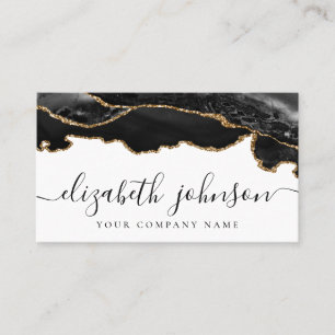 Carte De Visite Signature moderne Black Gold Parties scintillant A